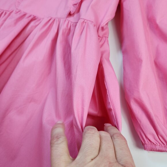 KARLIE Pink Poplin Ruffle Tier Dress Cotton Size Medium - Picture 13 of 14